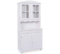 Vaisselier 4 Portes Bois Massif ""Alienor"" 198cm Blanc