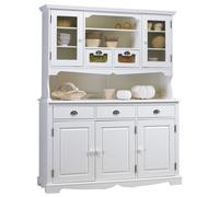 Vaisselier Blanc 5 Portes 5 Tiroirs 11 Niches Style Anglais L 146.6 H 186 P 42.5 cm - L 146.6 x l 42.5 x H 186 cm