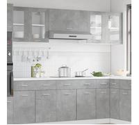 Vaisselier/Buffet de cuisine - Rustique Vitrine suspendue ""Lyon"" - Gris béton - 80x31x60 cm@384052