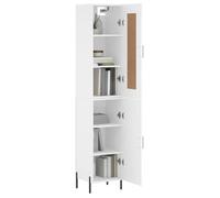 Vaisselier de cuisine - Blanc - Buffet haut - SWEETY - avec rangement - Blanc 34,5x34x180cm - Bois d'ingénierie LH3400734
