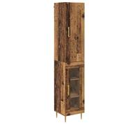 Vaisselier moderne en bois d'ingénierie - vidaXL - 34,5 x 34 x 180 cm - Bois ancien - 2 portes - Pieds en métal doré