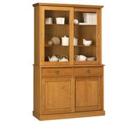 Vaisselier Pin Miel 4 Portes Coulissantes 2 Tiroirs L 121 H 198.8 P 42.3 cm - L 121 x l 42.3 x H 198.8 cm