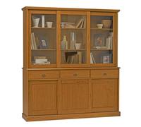 Vaisselier Pin Miel 6 Portes Coulissantes 10 Niches L 178.6 H 199 P 42.3 cm - L 178.6 x l 42.3 x H 199 cm