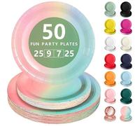 Vaisselle ,50 Pcs Schillernd Assiette Carton | 25 Assiettes Pteaux 23cm 25 Assiettes Dessert 18cm Schillernd COUVERTS JETABLES