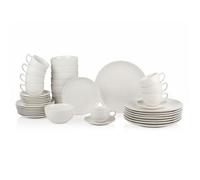 Vaisselle - ALPINA - Service de Table 40 Pièces - 8 Personnes - Lavable au Lave-vaisselle - Porcelaine