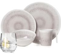 Vaisselle de camping en mélamine Set 4 personnes Design Amboss 16 pièces + verres Milano Verres à eau Vaisselle de pique-nique BBQ Vaisselle de cuisine