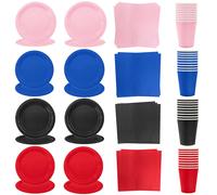 Vaisselle jetable de couleur unie, assiettes en papier, serviette, gobelet en papier jetable de couleur unie, rose bleu rouge noir, décor de fête d'anniversaire MULTI