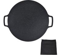 Vaisselle - Poêle de grill en fonte - Plaque de cuisson pré-huilée - Revêtement antiadhésif - Répartition uniforme de la chaleur - Idéale pour la viande/les crevettes - Diamètre 30 cm - Plaque de gril