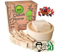 Vaisselle XL Compostable Jetable Premium 50 personnes. Bambou Durable Ecologique (Assiette 25cm, Couverts 17cm, Serviette 26cmX26cm) Picnic, Barbecue, Fête.