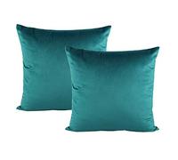 VAKADO Housse de Coussin en Velours Blue Canard Super Doux Carré Décoratif Taie d’Oreiller pour Chambre Salon Canapé Lit Chaise Voiture 45x45cm Lot de 2