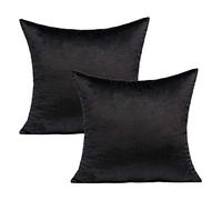 VAKADO Housse de Coussin en Velours Noir 40x40cm Super Doux Carré Décoratif Taie d’Oreiller pour Chambre Salon Canapé Lit Chaise Voiture Ensemble de 2