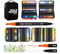 VAKKI 168 Couleurs Feutres Coloriage Adulte, Double Pointe Feutre Aquarelle avec Pointe Fine 0.4mm et Pointe Pinceau 1-2mm, Stylo Feutre pour Enfants Artistes Dessin Calligraphie Cadeau