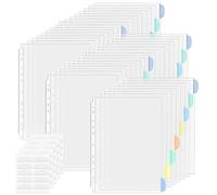 Vakki Pochettes perforées A4 avec index coloré, pochettes transparentes A4, Utilisables comme intercalaires pour classeurs pochettes ouvertes en haut, pour documents au format DIN A4