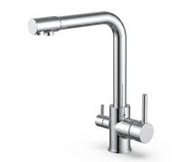 VALAZ Robinet Cuisine Osmose 3 voies | Robinet Osmoseur Haute Pression, Mitigeur Cuisine, Rotatif à 360°, Pas de Fuites, Installation Facile | Laiton, Acier Inoxydable, Chromé, Série Nil