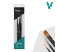 Vallejo Set pinceaux Precision Starter, synthétiques, manche triangulaire, 1 Rond, 3/0 Rond, 4 Plat