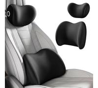 VALCLA Coussin Lombaire Voiture et Appui-Tête pour Citroen C3 Aircross 2018-2021, Oreiller de Soutien Cou et Dos, Coussin Siège Auto Respirant Anti-Plis Confort,A Black