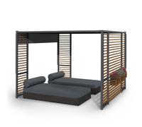 Blumfeldt Tonnelle de Jardin 3x3m en Metal avec Lattes en Contreplaqué, Barnum Pliant, LED à Energie Solaire 1,5W, Pergola Etanche, Tonnelle Extérieur avec Toit Imperméable, Résistant au Vent, UV 50+