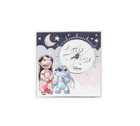 VALENTI & CO. - Disney Lilo et Stitch - Horloge de Table ou à Suspendre en Bois avec détails argentés - Idée Cadeau pour bébé ou Cadeau baptême - Horloge Murale pour Chambre d'enfant