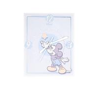VALENTI & CO. - Disney Mickey Mouse - Horloge à Poser ou à Suspendre en Bois avec détails en Argent - Idée Cadeau pour bébé ou Cadeau baptême - Horloge Murale pour Chambre d'enfant