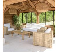 Valeria - salon de jardin 6 places en rotin synthétique ajouré beige valeria