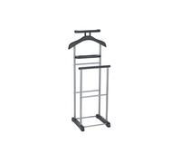 Valet de chambre ASSAM chevalet de nuit portant pour vêtements, structure en métal laqué argenté et MDF noir