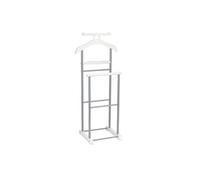 Valet de chambre ASSAM chevalet de nuit portant pour vêtements, structure en métal laqué argenté et MDF blanc