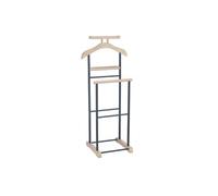 Valet de chambre MEDINA chevalet de nuit double portant pour vêtements, en MDF décor chêne sonoma et métal laqué noir
