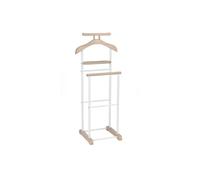 Valet de chambre MEDINA chevalet de nuit double portant pour vêtements, en MDF décor chêne sonoma et métal laqué blanc