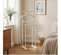 IDIMEX Valet de Chambre Medina chevalet de Nuit Double Portant pour vêtements, en MDF et métal laqué Blanc
