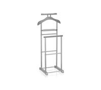 Valet de chambre MEDINA chevalet de nuit double portant pour vêtements, en MDF gris et métal laqué argenté