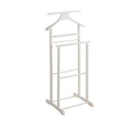 Valet de nuit double valet de chambre en bois massif hévéa coloris blanc - longueur 47 x profondeur 36 x hauteur 102 cm