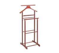 Valet de nuit double, valet de chambre en bois massif hévéa coloris cerisier - longueur 47 x profondeur 36 x hauteur 102 cm