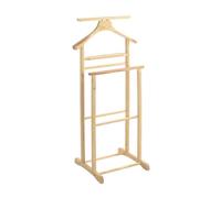 Valet de nuit double valet de chambre en bois massif hévéa coloris naturel - longueur 47 x profondeur 36 x hauteur 102 cm