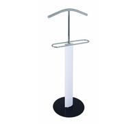 Valet de nuit en tube d'acier Coloris Chrome-blanc-noir, L48 x P37 x H116 cm --