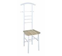 Valet en tube d'acier Coloris blanc-chene, Dim : L46 x P50 x H119 cm --