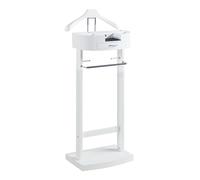 Valet Stand Multifonctionnel, Porte-vêtements en Bois Massif avec Base et Support de Pantalon Valet Stand,Valet de vêtements Debout au Sol