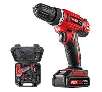 Valex 1429387 FAMILY-TECH 218 Perceuse-visseuse à batterie au lithium 18 V en mallette, 0-650 tours/min, 2 batteries incluses, rouge, 3/8_pouce
