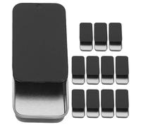 VALICLUD 12 Pièces Boîte à Couvercle Coulissant en Fer-blanc Noir, Boîte Métallique Rectangulaire Compacte, Lot de Rangement pour Bijoux et Petits Objets, Organisation et Décoration