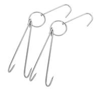 VALICLUD 2 Pièces Crochet de Gril en Acier Inoxydable, Crochet à Viande pour Gril, Argenté, Charge 35kg, pour Fumage et Séchage des Viandes, pour Chasseurs et Personnes Âgées