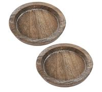 VALICLUD 2 Pièces Plateau en Bois Décoratif Plateau de Service en Bois Rond pour Bougie Pilier pour Servir des Apéritifs et Décorer la Table