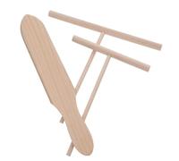 VALICLUD 3 Pièces Ensemble D'outils à Crêpes en Bois de Hêtre Spatule T et Répartiteur pour Étaler la Pâte Uniformément, Cuisine Maison Cuisson Facile