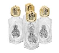 VALICLUD 4 Pièces Flacon en Verre 16ml, Motif Rose, Bouchon Liège Portable | Format Miniature Élégant, Verre Transparent Lisse, pour Baptême, Communion, Voyageurs et Événements Religieux, Couvercle