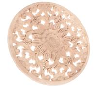 VALICLUD Applique Décorative Ronde en Bois Sculpté Khaki pour Décoration Intérieure, Effet Décoratif Unique et Délicat, Pouvant être Peinte Déco Maison Artistique