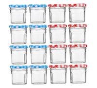 VALICLUD Bocaux en Verre Hermétiques 50 Ml Lot de 12 Pots à Confiture et Miel avec Couvercle Assortiment Rouge Bleu en Verre Épais pour Stockage Alimentaire et Conservation Cuisine