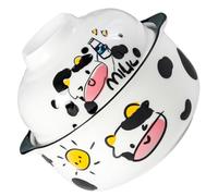 VALICLUD Bol en Céramique Créatif Motif Vache Double Anse, Bol Multifonction pour Nouilles Instantanées, Facile à Nettoyer et Réutilisable, pour Familles et Hôtels