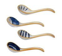 VALICLUD Cuillères à Soupe Japonaises Cuillères en Céramique Bleu Clair en Porcelaine Lot de 4 Petites Asiatiques pour Ramen et Vaisselle la Cuisine Maison