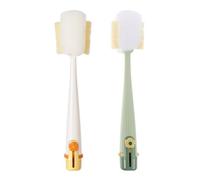 VALICLUD Ensemble De 2 Brosses De Nettoyage 5 En 1 Pour Bouteilles D'eau, Brosse Multifonction Avec Goupillon Pour Paille, Outil De Nettoyage Pour Couvercles, Manche Long Pour Tasses Et Mugs