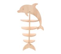 VALICLUD Étagère Murale en Bois Beige à 4 Niveaux en Forme de Mammifère Marin, Organisateur Mural Polyvalent et Décoratif pour Petites Chambres et Salle de Bain