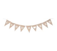 VALICLUD Guirlande De Fanions Triangulaires En Toile De Jute 2,8 M, Fanion De Bannière Rustique En Tissu De Coton, Décoration Pour Mariage Et Fête Traditionnelle, 9 Pièces