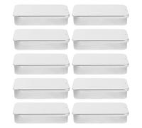 VALICLUD Lot de 10 Boîtes de Rangement Rectangulaires en Fer Couvercle Coulissant Étui Portable Argenté pour Cosmétiques Bijoux - Organiseur Compact de Poche pour Voyage